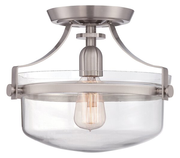Lampada a Soffitto Industrial Nordico Trilogy Metallo Nichel Spazzolato 3 Luci E27