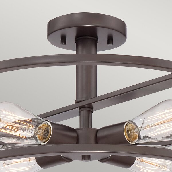 Lampada a Soffitto Industrial Nordico New Harbor Acciaio Bronzo Western 4 Luci E27