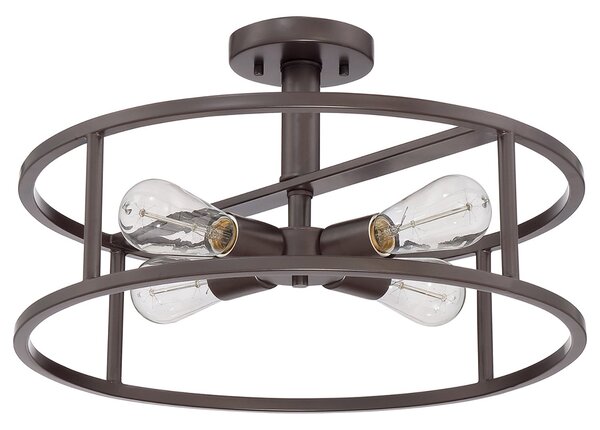 Lampada a Soffitto Industrial Nordico New Harbor Acciaio Bronzo Western 4 Luci E27