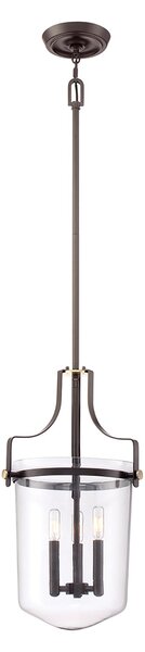 Lampadario Contemporaneo Penn Station Vetro Bronzo Western 3 Luci E14