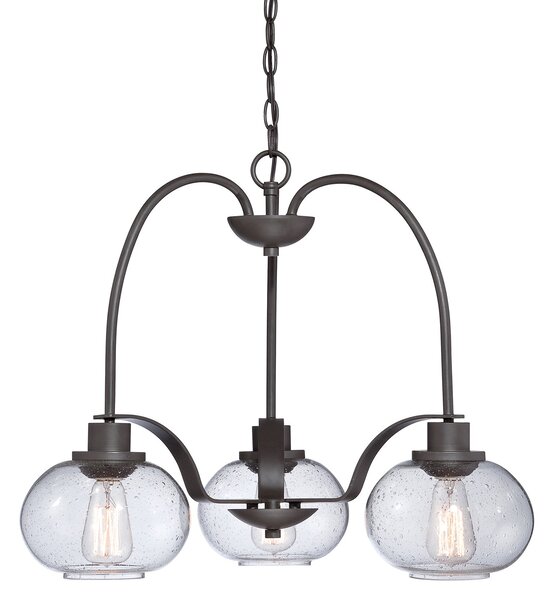 Lampadario Industrial Trilogy Metallo Bronzo Antico 3 Luci E27 3 Diffusori
