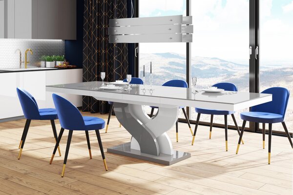 Tavolo da pranzo di design HEB-111, lucido, allungabile da 160 a 256 cm