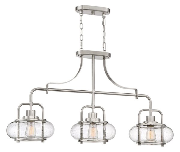 Lampadario Industrial Trilogy Metallo Nichel 3 Luci E27 3 Diffusori