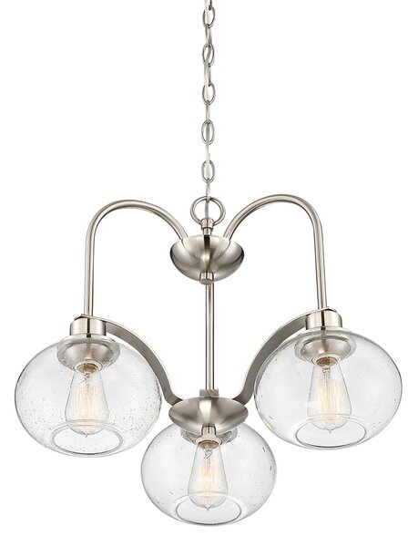 Lampadario Industrial Trilogy Metallo Nichel Spazzolato 3 Luci E27 3 Diffusori