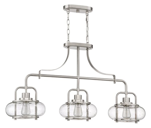 Lampadario Industrial Trilogy Metallo Nichel 3 Luci E27 3 Diffusori