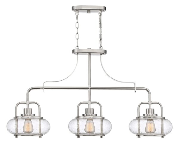 Lampadario Industrial Trilogy Metallo Nichel 3 Luci E27 3 Diffusori