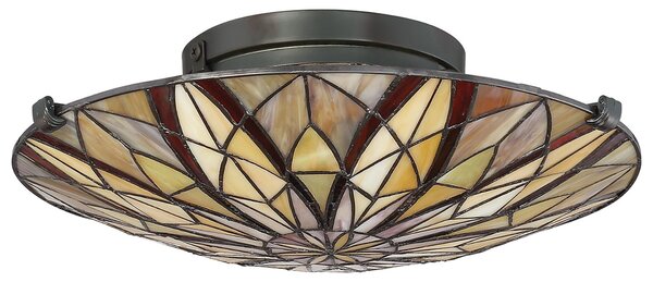 Lampada a Soffitto Tiffany Victory Vetro Bronzo Valiant 2 Luci E27