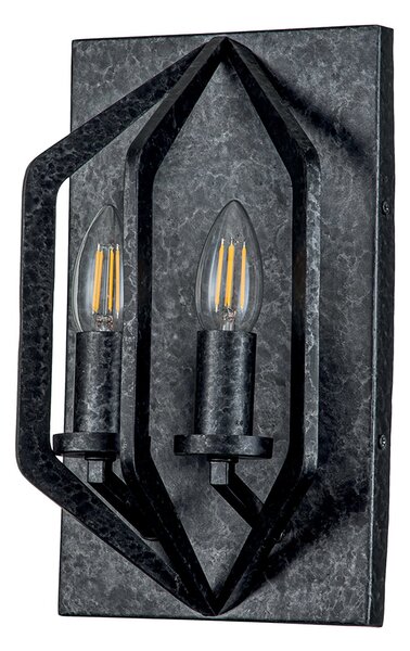Applique Industrial Nordico Vanguard Acciaio Nero Antico 2 Luci E14