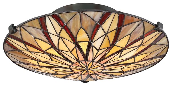 Lampada a Soffitto Tiffany Victory Vetro Bronzo Valiant 2 Luci E27