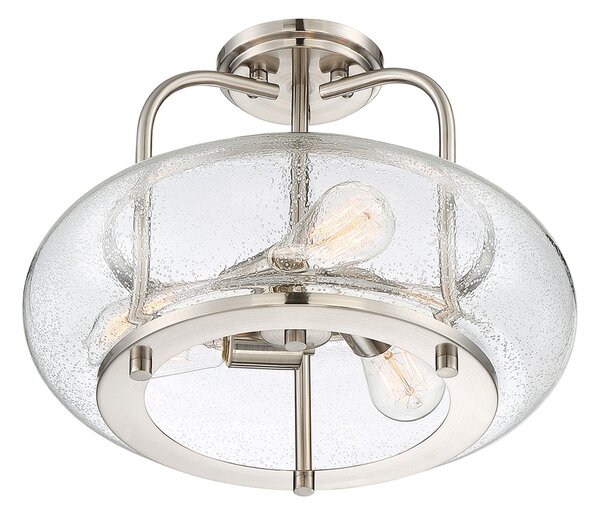 Lampada a Soffitto Industrial Nordico Trilogy Metallo Nichel Spazzolato 3 Luci E27