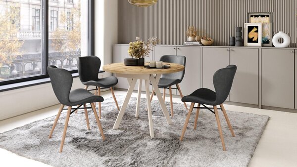 Tavolo da pranzo di design Almo allungabile da 90 cm a 145 cm, rotondo