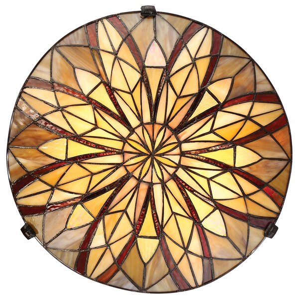 Lampada a Soffitto Tiffany Victory Vetro Bronzo Valiant 2 Luci E27