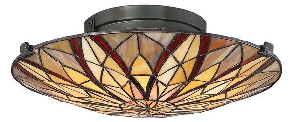 Lampada a Soffitto Tiffany Victory Vetro Bronzo Valiant 2 Luci E27