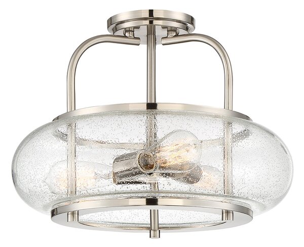 Lampada a Soffitto Industrial Nordico Trilogy Metallo Nichel Spazzolato 3 Luci E27