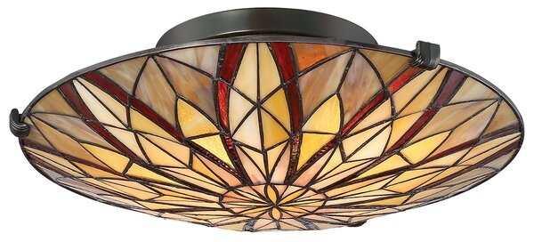 Lampada a Soffitto Tiffany Victory Vetro Bronzo Valiant 2 Luci E27