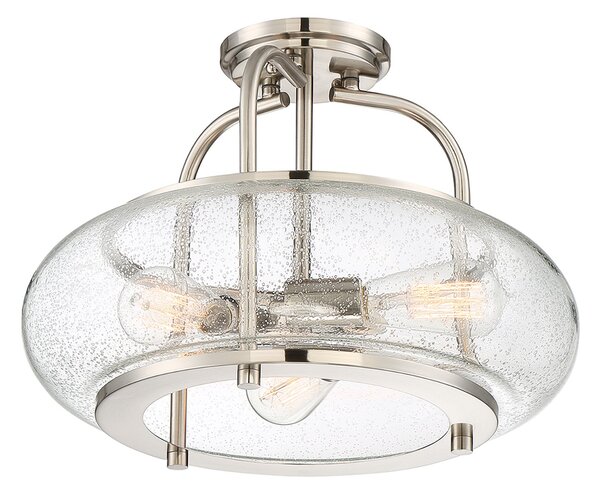 Lampada a Soffitto Industrial Nordico Trilogy Metallo Nichel Spazzolato 3 Luci E27