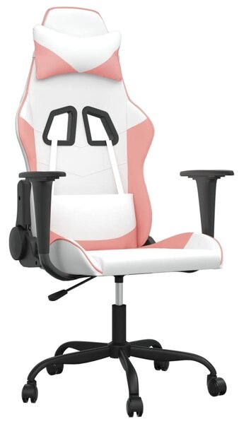 Sedia da Gaming Bianco e Rosa in Pelle finta