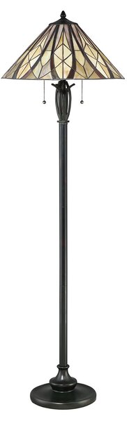 Piantana Tiffany Victory Vetro Bronzo Valiant 2 Luci E27