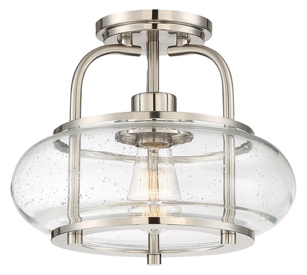 Lampada a Soffitto Industrial Nordica Trilogy Metallo Nichel Spazzolato 1 Luce E27