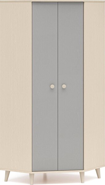 FURNLUX Armadio per bambini Mevel Grigio e Beige 80cm / Colore principale: Grigio / Dimensioni: 80 x 190 x 80 cm