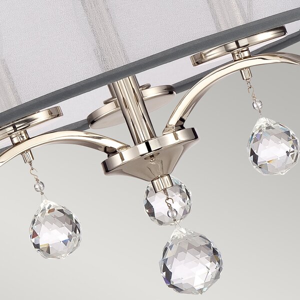 Lampada a Soffitto 4 Luci Rama In Acciaio Nero A Bracci E Sfere In Vetro Opalino
