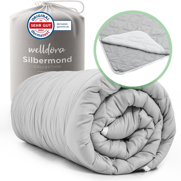 Welldora OPTICLIMA Piumino per allergici 155x220 - Piumino estivo e invernale a due pezzi - Piumino 4 stagioni con bottoni a pressione - Piumino Premium