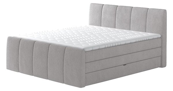 Set boxspring completo testata + base del letto con contenitore + materasso + topper VERONE - grigio chiaro - 160 x 200 cm