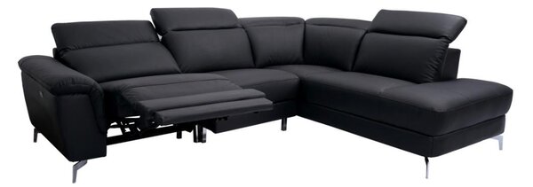 Divano angolare relax elettrico in pelle Nero - Angolo a destra - OLBIA