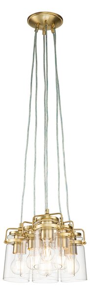 Lampadario Contemporaneo Brinley Acciaio Ottone Spazzolato 6 Luci E27