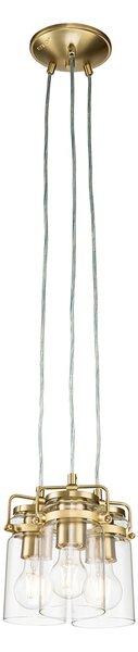 Lampadario Contemporaneo Brinley Acciaio Ottone Spazzolato 3 Luci E27