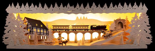Arco portacandele Winterland Erzgebirge innevato (53x17,5cm) di Tietze Erzgebirgsdesign