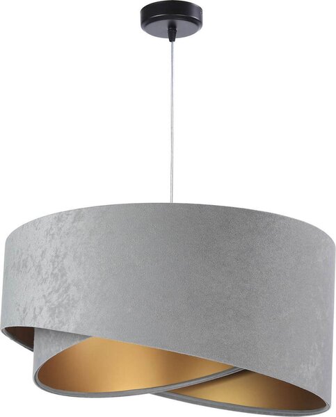 Lampada a sospensione moderna con paralume in tessuto effetto velluto grigio oro Ø50cm camera da letto soggiorno sala da pranzo lampada da tavolo