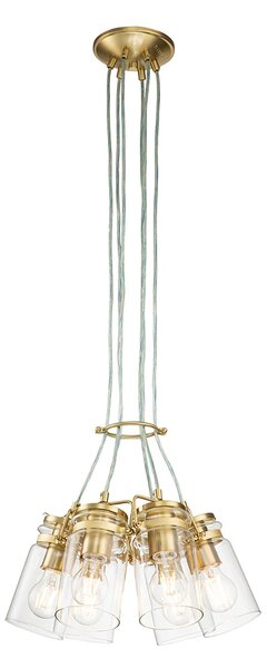 Lampadario Contemporaneo Brinley Acciaio Ottone Spazzolato 6 Luci E27