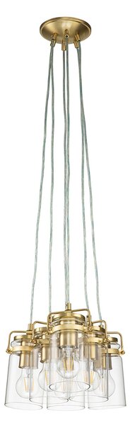 Lampadario Contemporaneo Brinley Acciaio Ottone Spazzolato 6 Luci E27