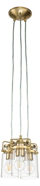 Lampadario Contemporaneo Brinley Acciaio Ottone Spazzolato 3 Luci E27