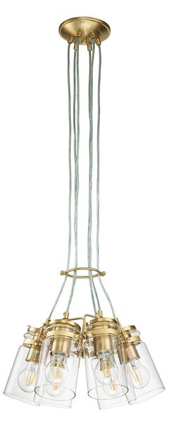 Lampadario Contemporaneo Brinley Acciaio Ottone Spazzolato 6 Luci E27
