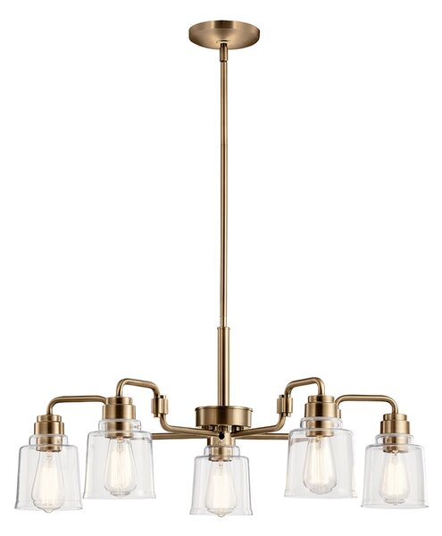 Lampadario Contemporaneo Aivian Acciaio Ottone Anticato 5 Luci E27