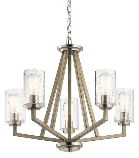 Lampadario Contemporaneo Deryn Acciaio Grigio Antico 5 Luci E27