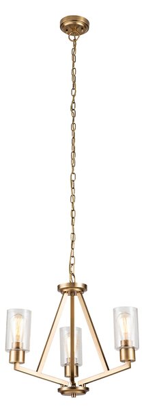 Lampadario Contemporaneo Deryn Acciaio Ottone Naturale 3 Luci E27