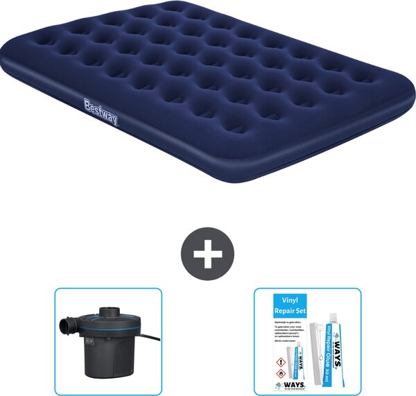 Materasso gonfiabile Bestway - Letto francese - 137 x 191 x 22 cm - Blu - Accessori inclusi