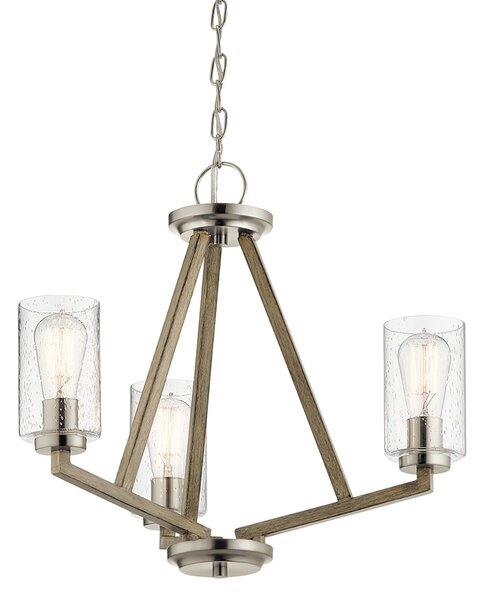 Lampadario Contemporaneo Deryn Acciaio Grigio Antico 3 Luci E27