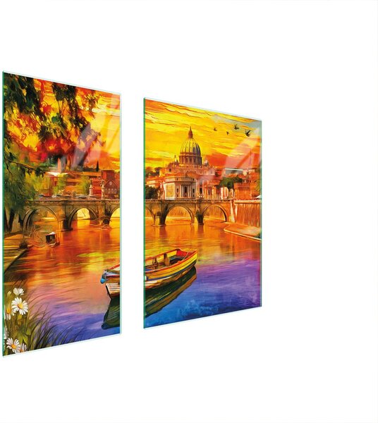 Piastre copri fornelli 2 pezzi 75x52 Copri piano cottura in Vetroceramica tagliere in vetro Arte colorata