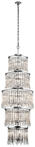 Lampadario Contemporaneo Piper Acciaio Cromo Lucido 18 Luci E14