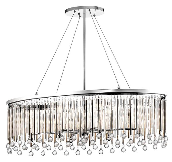 Lampadario Contemporaneo Piper Acciaio Cromo Lucido Grande 6 Luci E14