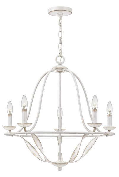 Lampadario Industrial Nordico Bradbury Acciaio Bianco Antico 5 Luci E14