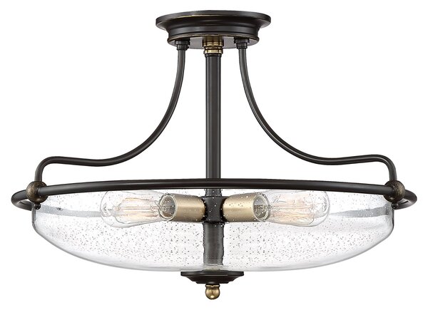 Lampada a Soffitto 3 Luci Kalf In Acciaio Bianco A Bracci E Sfere In Vetro Opalino E Oro