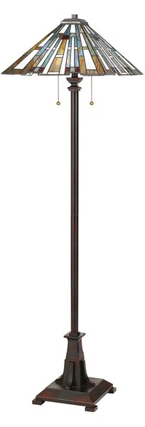 Piantana Tiffany Maybeck Acciaio Bronzo Valiant 2 Luci E27