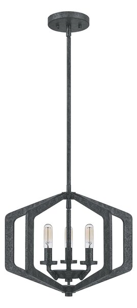 Lampadario Industrial Nordico Vanguard Acciaio Nero Antico 3 Luci E14