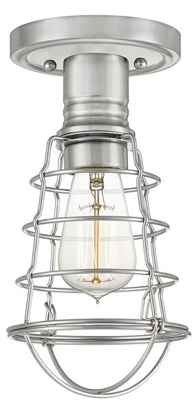 Plafoniera Industrial Nordica Mixon Acciaio Nichel Spazzolato 1 Luce E27