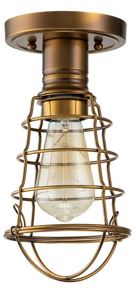 Plafoniera Industrial Nordica Mixon Acciaio Ottone Anticato 1 Luce E27